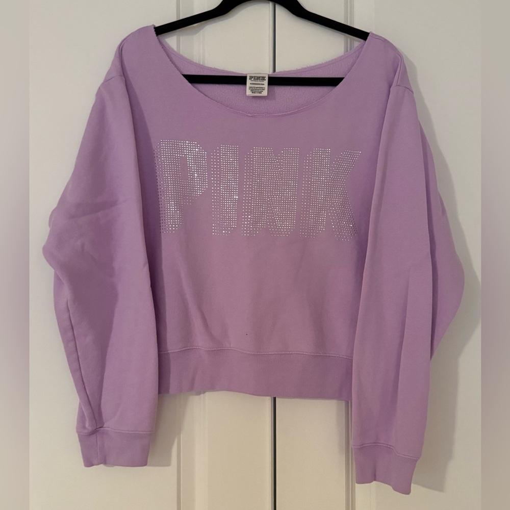 Lavender PINK Sweatshirt with rhinestone logo